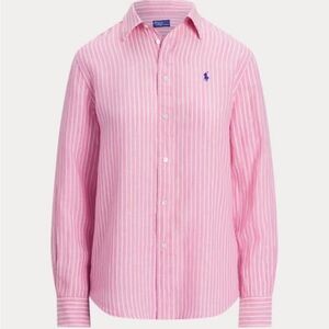 ⚫️⚫️ Ralph Lauren Pink & White Stripe Casual Button Down Shirt Mens Sz 16 34/35